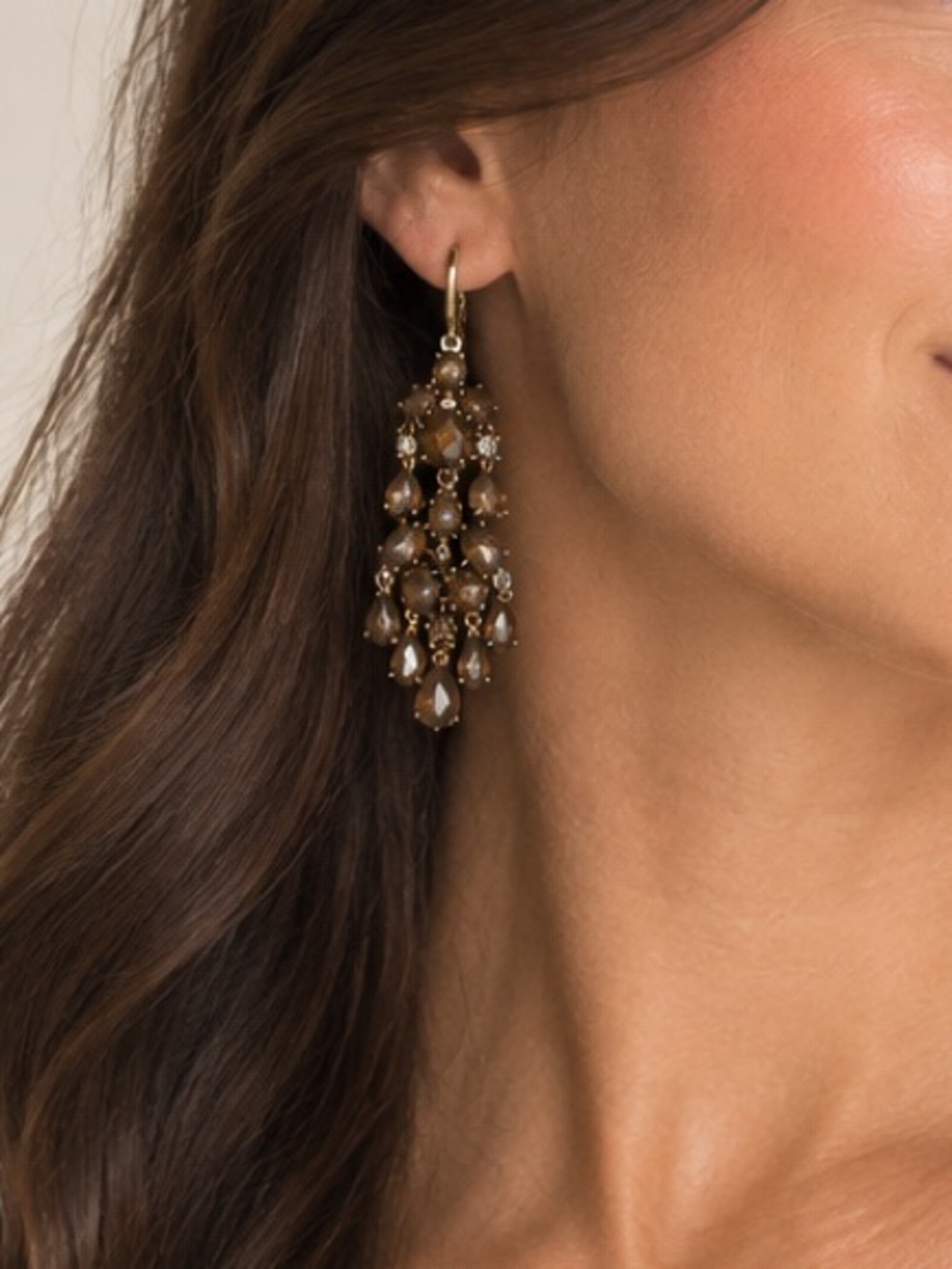 Elegant Brown Teardrop Cluster Dangle Earrings